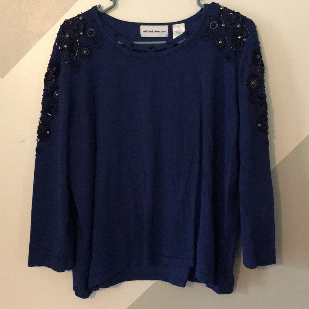 Alfred Dunner Blue Beaded Blouse